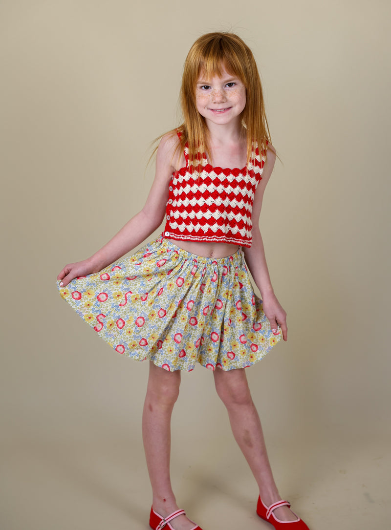 PRIMROSE CROCHET TOP, POPPY & CREAM