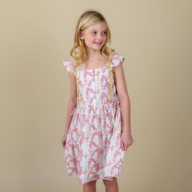 PINAFORE DRESS, CLIMBING ROSES PRINT