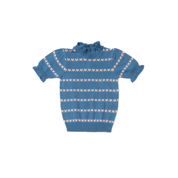 INES SWEATER, PINK AND BLUE HEARTS