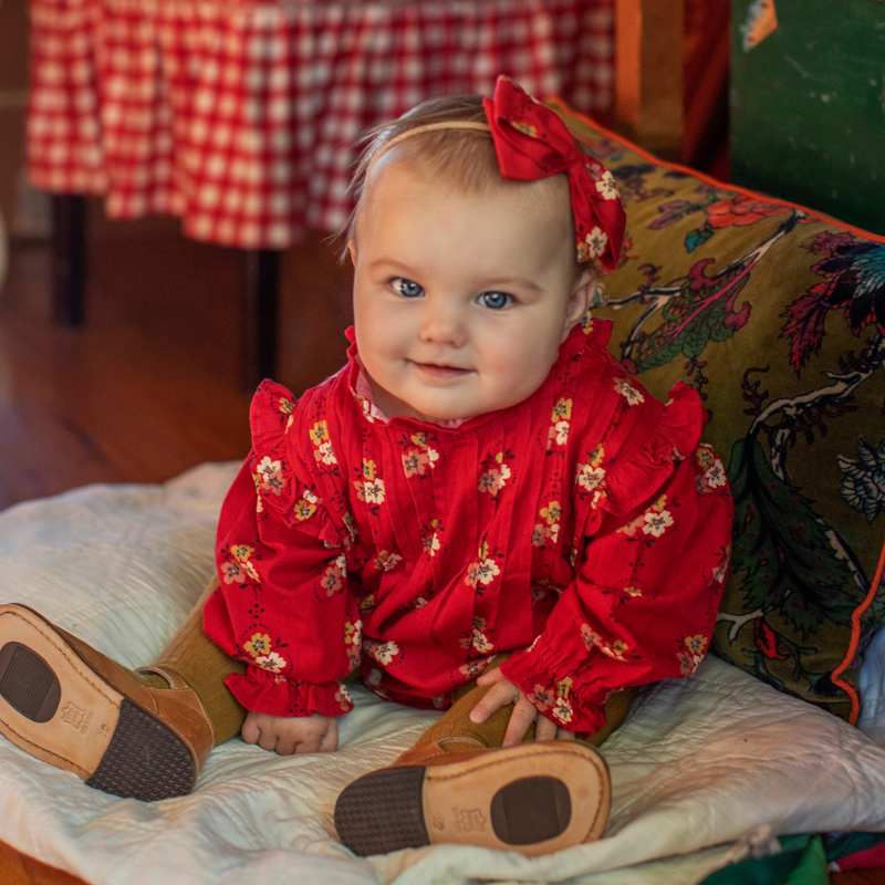 LITTLE LOLA ROMPER, CHERRY RED FLORAL