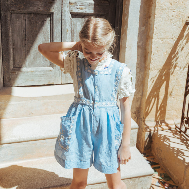 CLARA ROMPER, AIRY BLUE LINEN