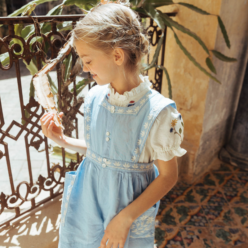 CLARA ROMPER, AIRY BLUE LINEN