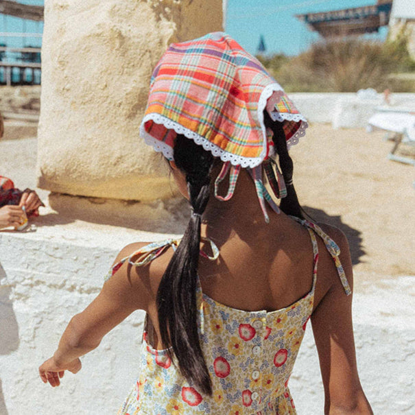 HEADSCARF, RED MADRAS PLAID