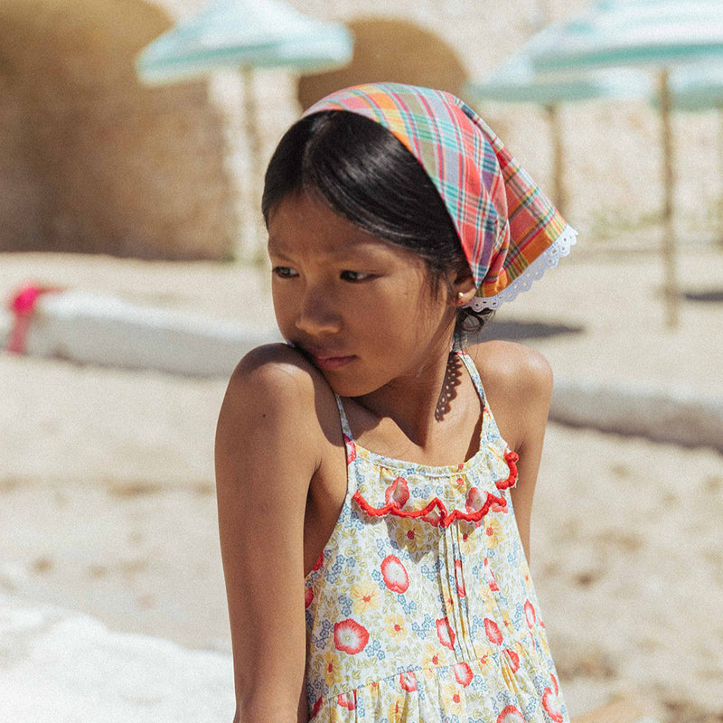 HEADSCARF, RED MADRAS PLAID