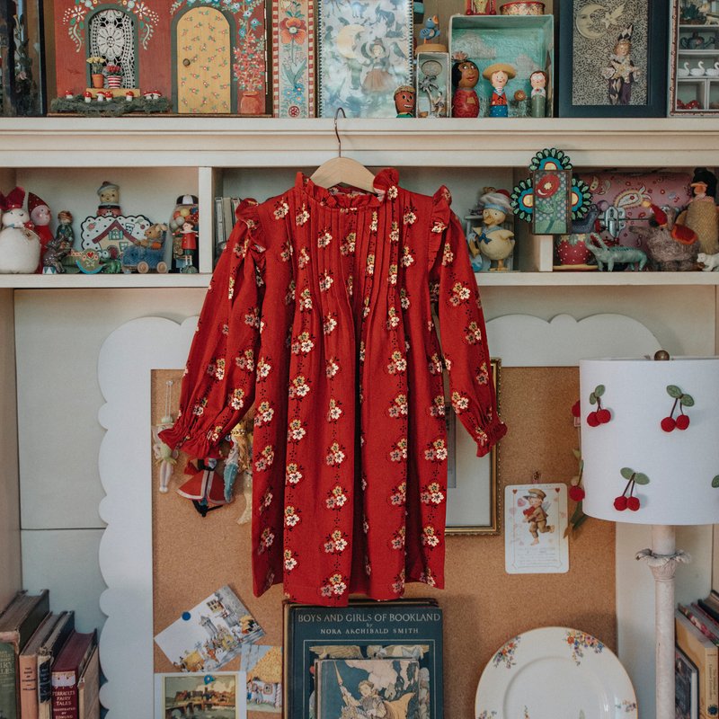 LOLA DRESS, CHERRY RED FLORAL