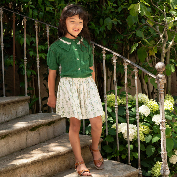TWIRLY SKIRT, FLORAL VINE PRINT