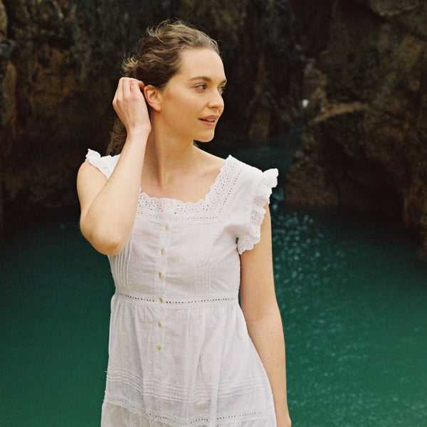 ADRIENNE DRESS, PEARL BRODERIE ENGLAISE