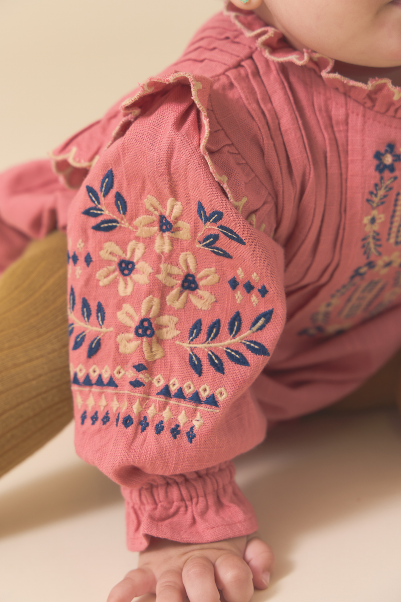 LITTLE MARIE ROMPER, DUSTY CEDAR