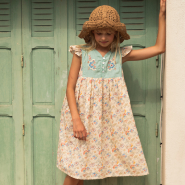 MIDI DRESS, SPRING DITSY PRINT WITH EMBROIDERY