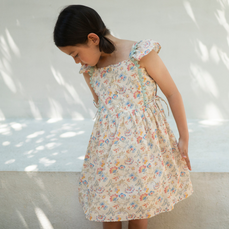 PINAFORE DRESS, SPRING DITSY PRINT