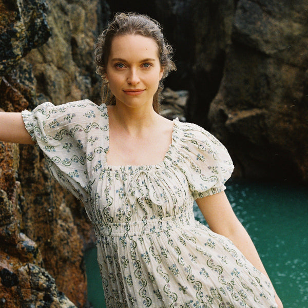 CAMILLE DRESS, FLORAL VINE PRINT
