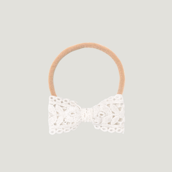 HEADBAND BOW, OPALINE LACE