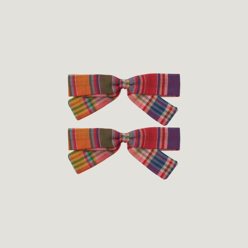 BOW SET, RED MADRAS PLAID