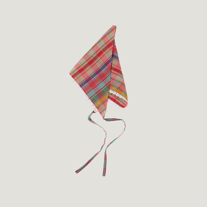 HEADSCARF, RED MADRAS PLAID