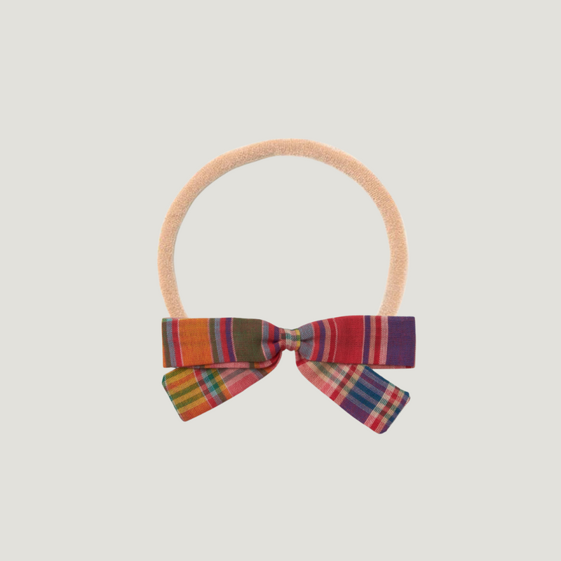 HEADBAND BOW, RED MADRAS PLAID