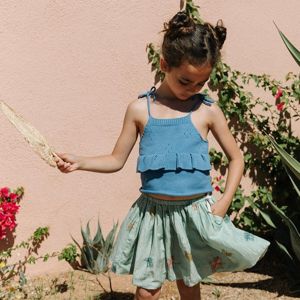 TWIRLY SKIRT, MINTY GREEN PRINT