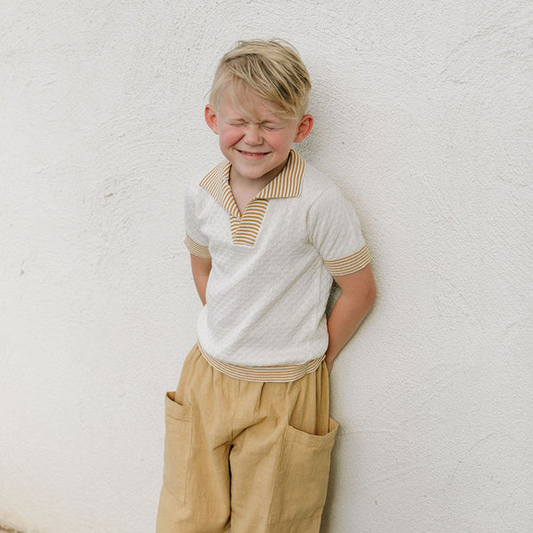 AMES SWEATER, SAND AND MUSTARD