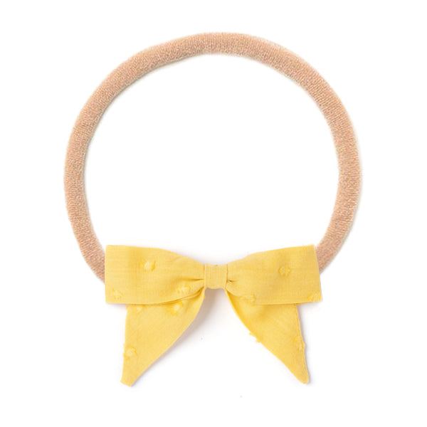 HEADBAND BOW, MUSTARD SWISS DOT