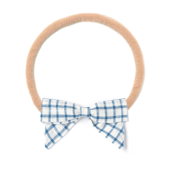 HEADBAND BOW, WHITE CHEX