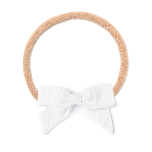 HEADBAND BOW, WHITE SWISS DOT