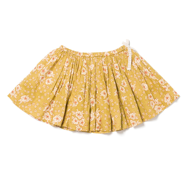 TWIRLY SKIRT, MUSTARD FLOWER PRINT