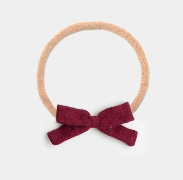 HEADBAND BOW, MARSALA LINEN